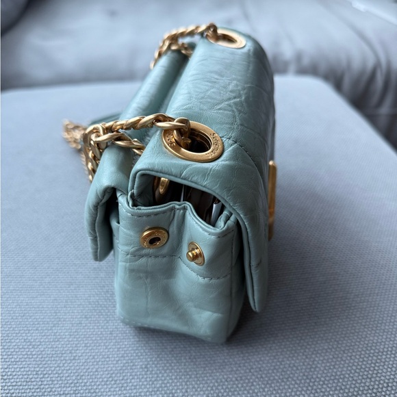 Songmont Light Blue Quilted Crossbody Bag with Gold Accent - Picture 4 of 5